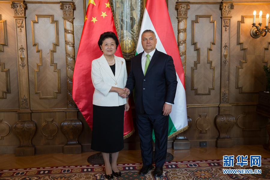  6月21日，國務院副總理劉延東（左）在匈牙利布達佩斯國會大廈會見匈牙利總理歐爾班。 新華社發（弗爾季·奧蒂洛攝）