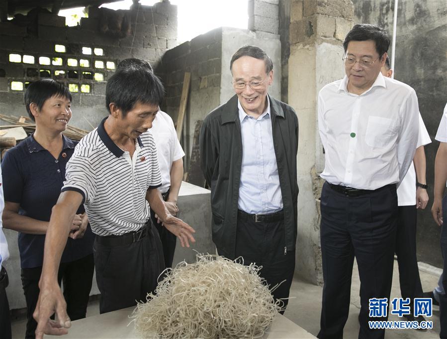 9月3日至5日，中共中央政治局常委、中央紀(jì)委書記、中央巡視工作領(lǐng)導(dǎo)小組組長(zhǎng)王岐山在湖南省調(diào)研并主持召開巡察工作座談會(huì)。這是9月4日，王岐山在瀏陽市官橋鎮(zhèn)石灰嘴村貧困戶家中了解脫貧情況。新華社記者 王曄 攝

