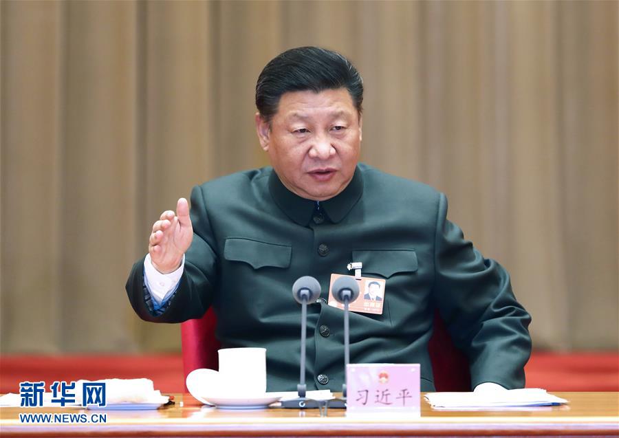 (兩會)(1)習近平出席解放軍和武警部隊代表團全體會議