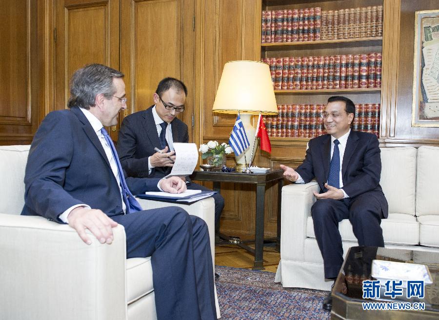 6月19日，國務(wù)院總理李克強在雅典同希臘總理薩馬拉斯舉行會談。新華社記者 王曄 攝