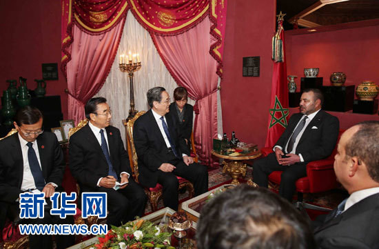 11月4日，中國全國政協主席俞正聲在非斯會見摩洛哥國王穆罕默德六世。 新華社記者 劉衛兵 攝