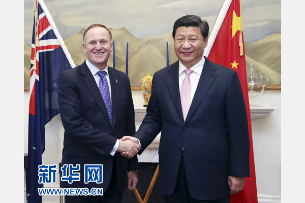 11月20日，國家主席習(xí)近平在惠靈頓同新西蘭總理約翰·基舉行會談。 新華社記者 姚大偉 攝