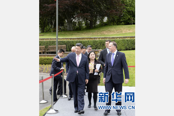 11月20日，中國國家主席習(xí)近平在惠靈頓同新西蘭總理約翰·基舉行會談。 新華社記者 李學(xué)仁 攝