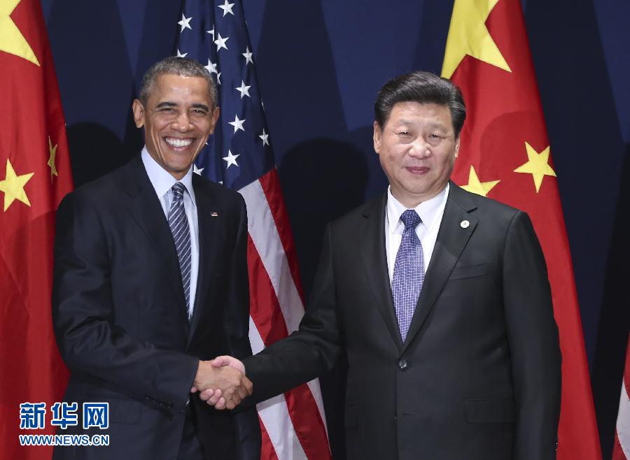 11月30日，中國國家主席習近平在巴黎會見美國總統奧巴馬。新華社記者蘭紅光攝