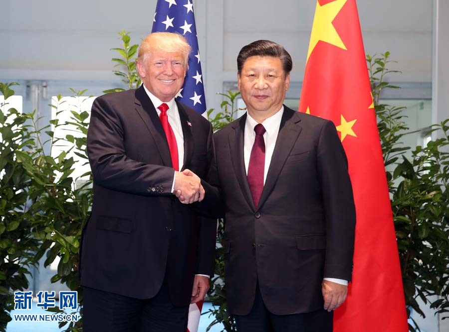 7月8日，國家主席習近平在二十國集團領導人漢堡峰會閉幕后會見美國總統特朗普，就中美關系及共同關心的重大國際和地區問題深入交換意見。新華社記者 姚大偉 攝