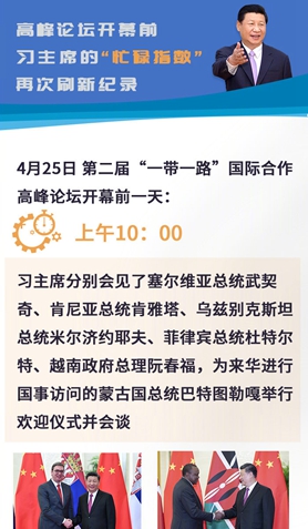 高峰論壇開幕前，習主席的“忙碌指數”再次刷新紀錄